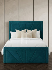 Modern Sunburst Geometric Framed Upholstered Bed Frame