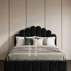 Luxury Arched Scalloped Crown Vertical Panel Upholstered Bed Frame