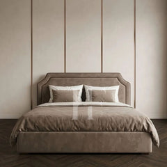 Modern Curved Profile Border Upholstered Bed Frame