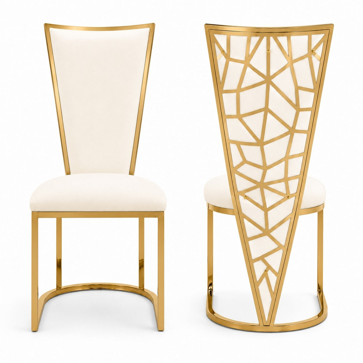 Set Of 2 Vienna Cream & Gold Dining Chairs
