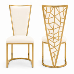 Set Of 2 Vienna Cream & Gold Dining Chairs