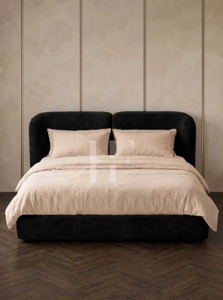 Modern Curved Split-Back Upholstered Bed Frame