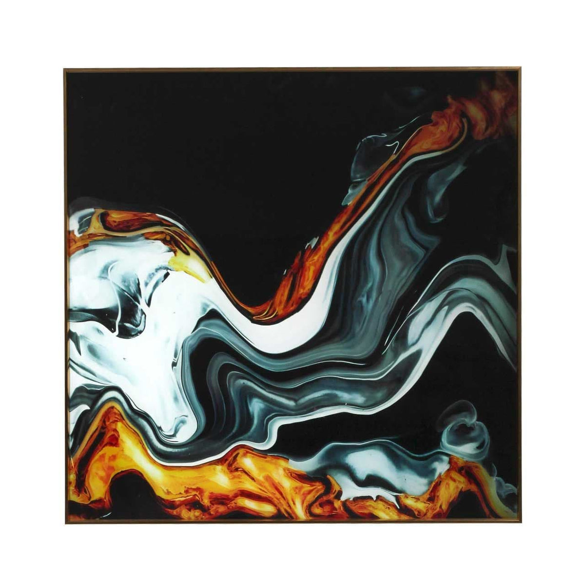 [EKM-AUTOGENERATED]80cm Black Blue Yellow Abstract Design Wallart