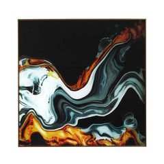 [EKM-AUTOGENERATED]80cm Black Blue Yellow Abstract Design Wallart