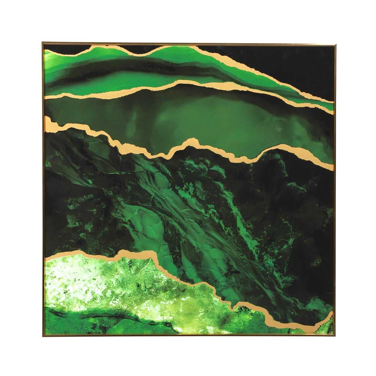 [EKM-AUTOGENERATED]80cm Green and Gold Abstract Wallart