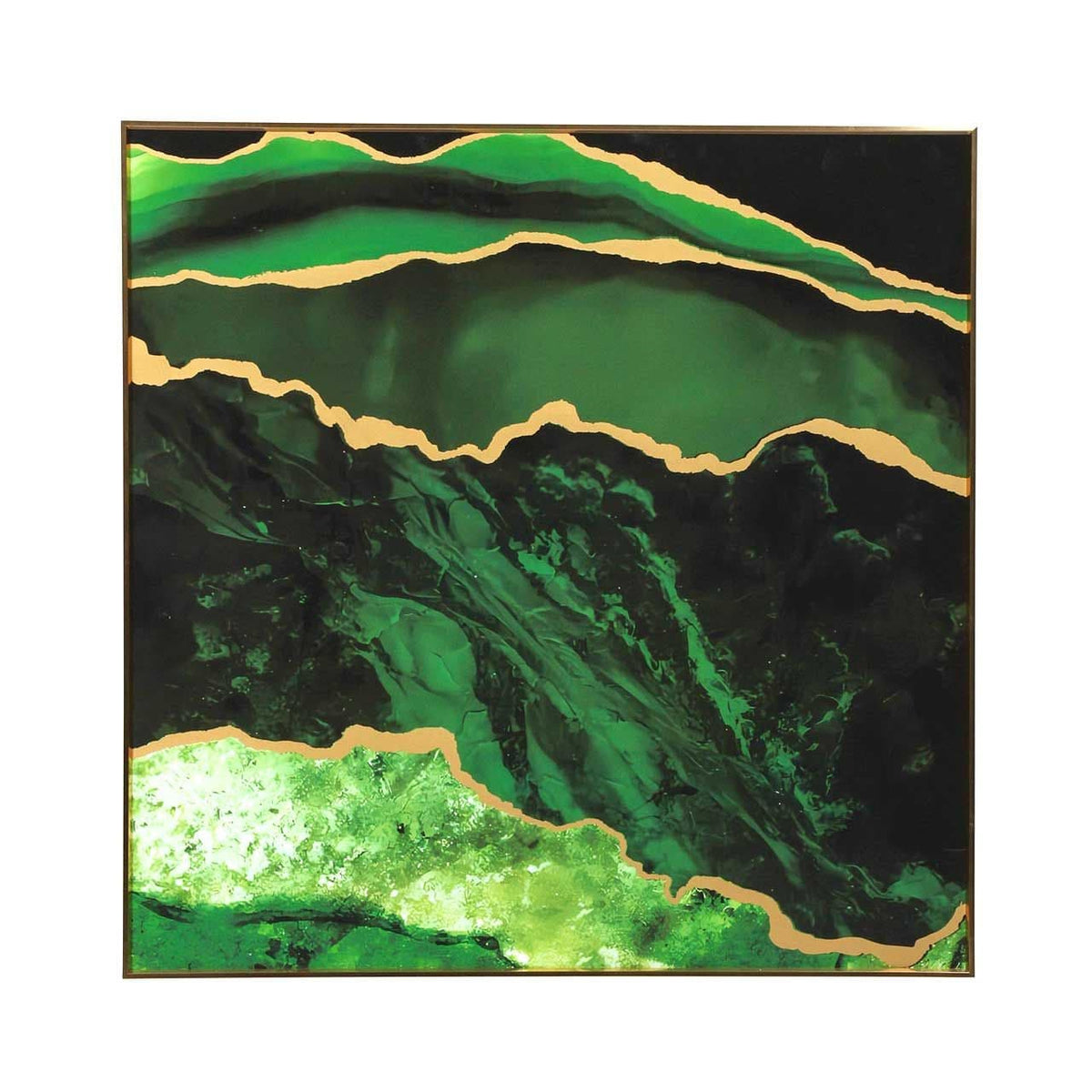 [EKM-AUTOGENERATED]80cm Green and Gold Abstract Wallart