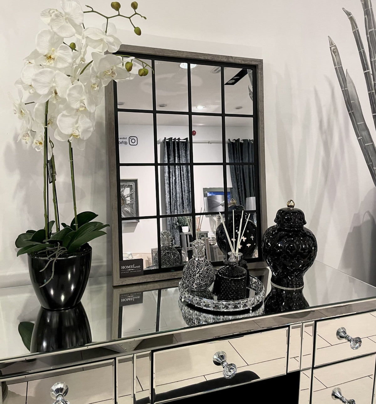 [EKM-AUTOGENERATED]80cm x 60cm Window Style Wall Mirror In Grey Frame