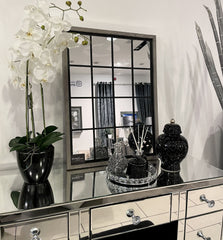 [EKM-AUTOGENERATED]80cm x 60cm Window Style Wall Mirror In Grey Frame