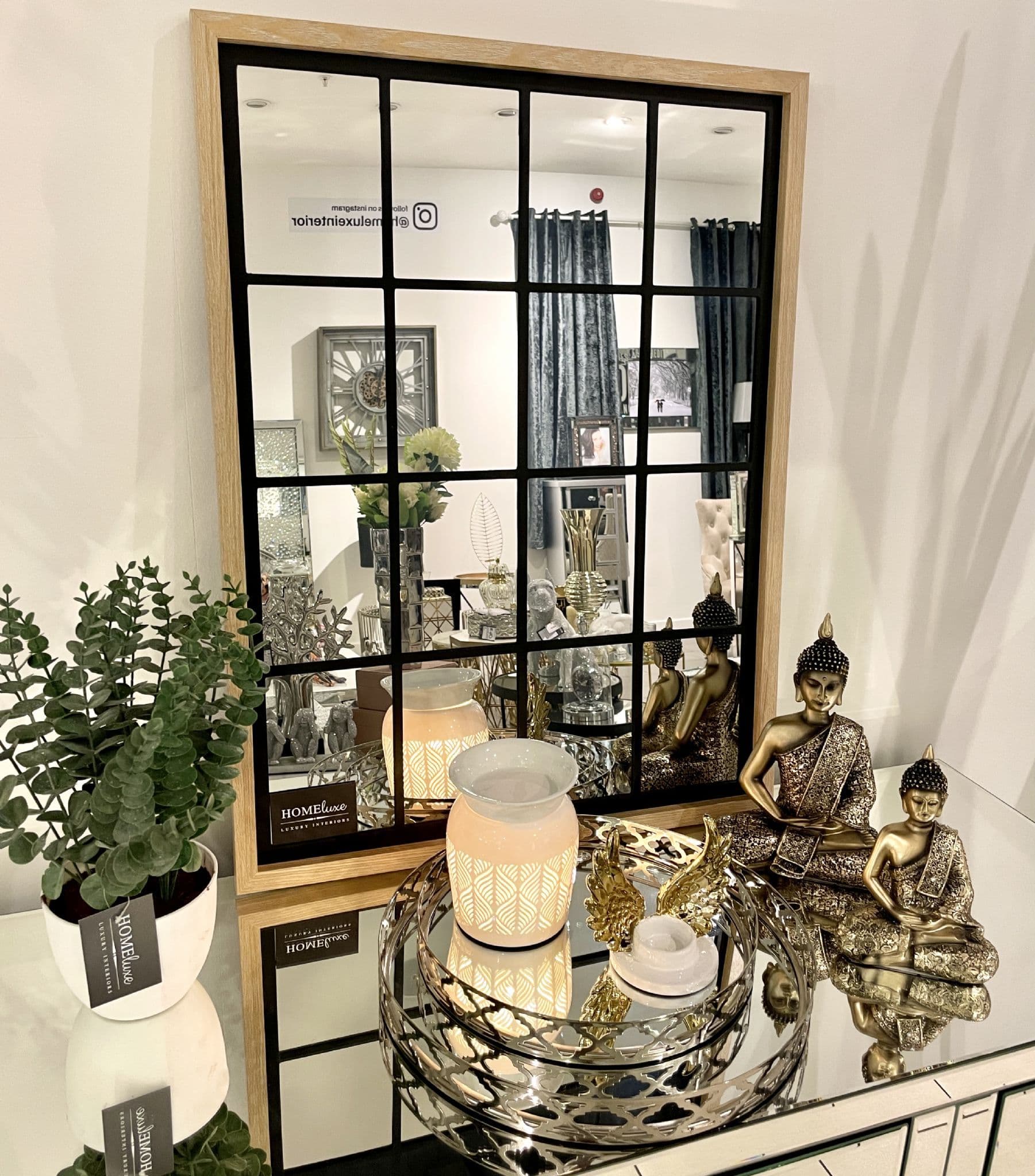 [EKM-AUTOGENERATED]80cm x 60cm Window Style Wall Mirror In Oak Frame