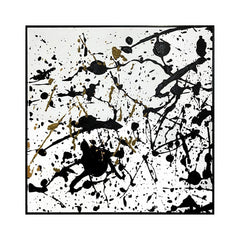 [EKM-AUTOGENERATED]80cm x 80cm Framed Black White and Yellow Splash