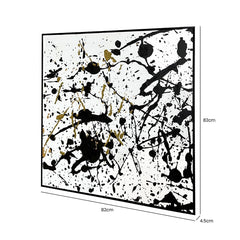 80cm x 80cm Framed Black White and Yellow Splash