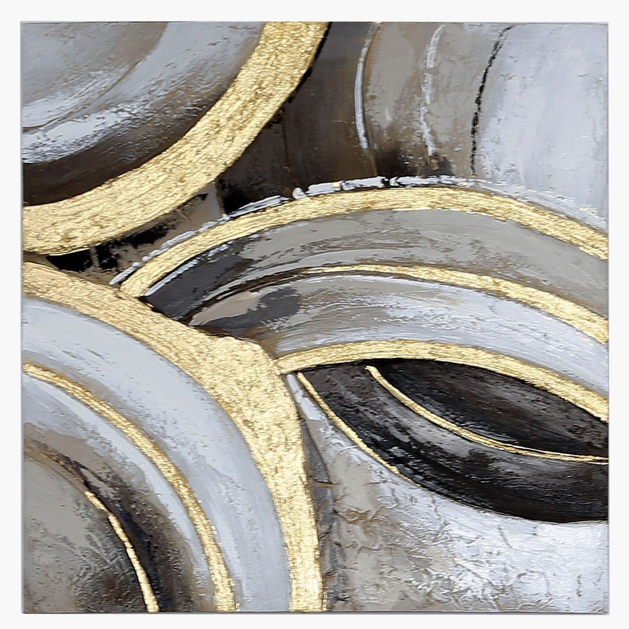 [EKM-AUTOGENERATED]80x80 Abstract Canvas Gold Black White Grey