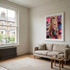 Dolly Parton Graffiti Pop Art White Frame Canvas Print Mat - 60 x 80cm