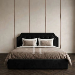 Modern Curved Profile Border Upholstered Bed Frame