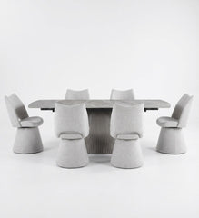 Monaco Grey Stone Extending Dining Set 6 Maryland Swivel Chairs