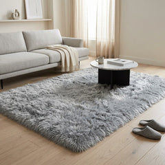 Bubble Mink Grey Faux Fur Rug Fluffy Shaggy Modern Floor Mat 160x230cm