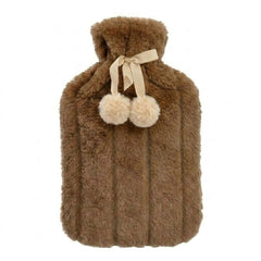 Luxury Brown Faux Fur 2L Hot Water Bottle - Soft Plush Winter Warmer