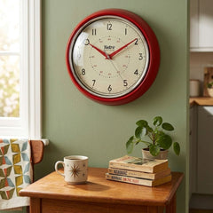 9.5" Retro Red Diner Wall Clock - Vintage Quartz Analog