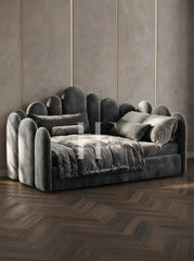Modern Scalloped Rounded Panel Upholstered Daybed Frame