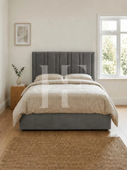 Modern Velvet Vertical Channel Tufted Upholstered Bed Frame