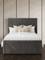 Modern Sunburst Geometric Framed Upholstered Bed Frame