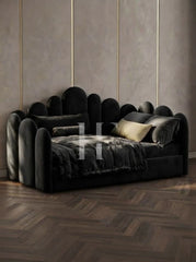 Modern Scalloped Rounded Panel Upholstered Daybed Frame