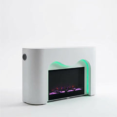 Modena White Bluetooth Electric LED Media Fireplace Mantel Unit L150cm