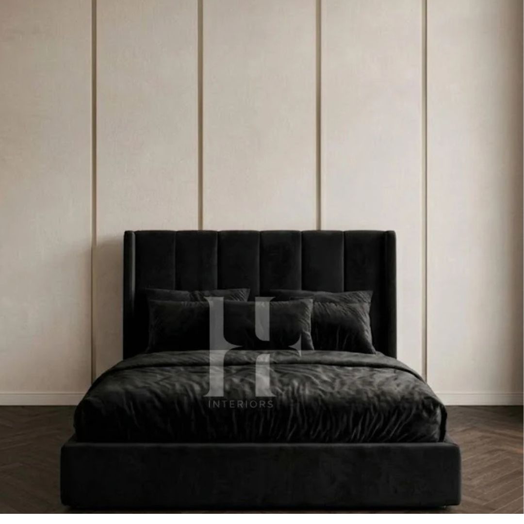 Modern Vertical Channel Panel Upholstered Bed Frame