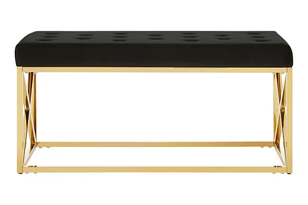 Allure Bench Black & Gold Frame | Home Luxe Interior