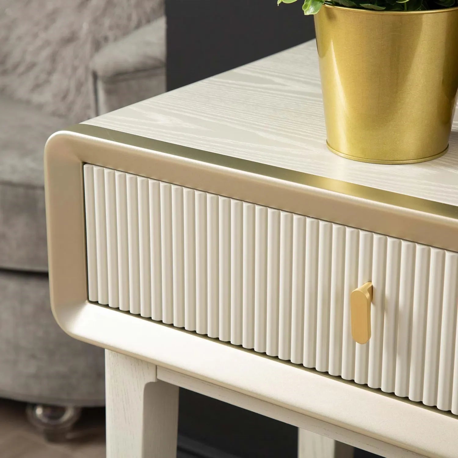 Amelie Cream Elm 2 Drawer Table | Home Luxe Interior