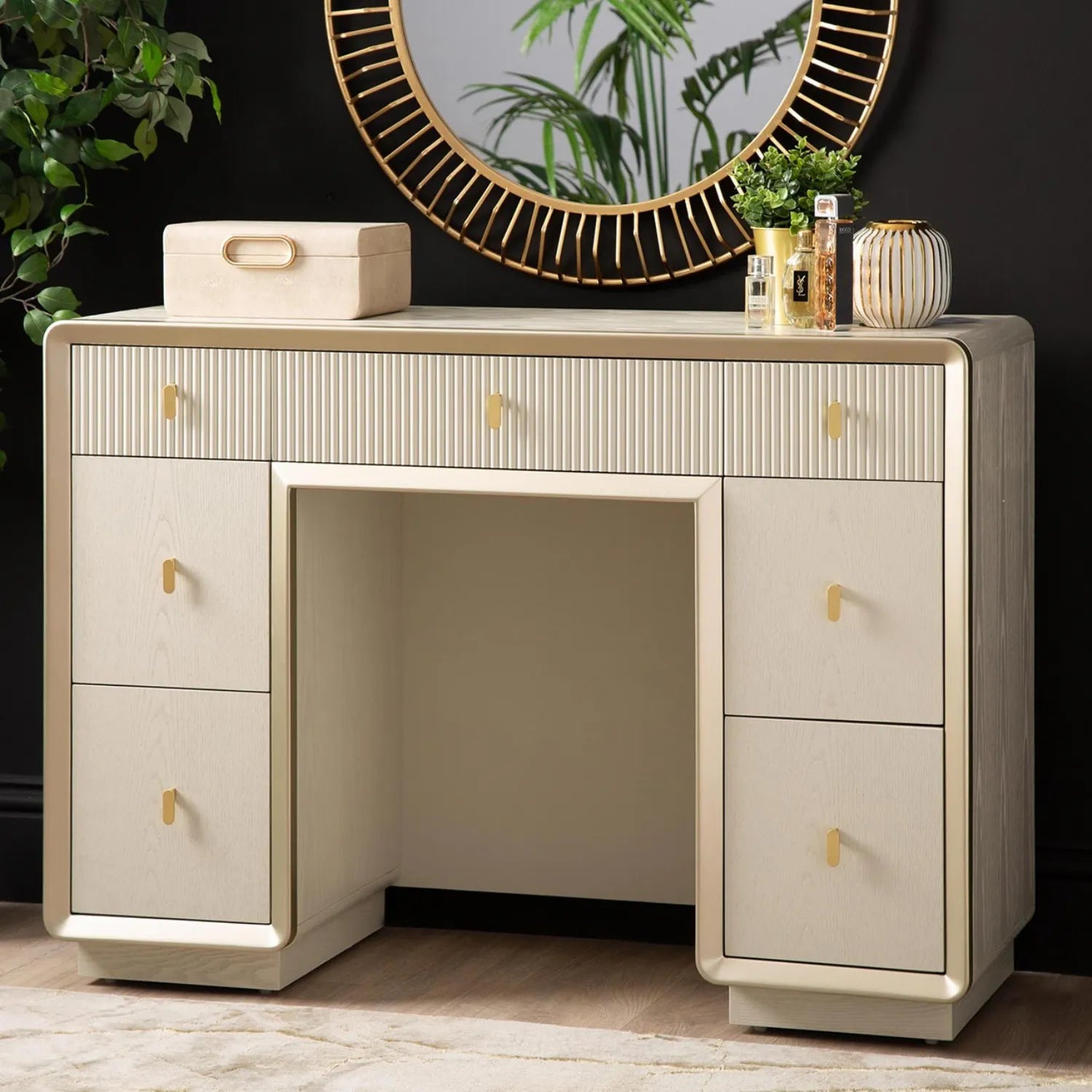 Amelie Cream Elm 7 Drawer Dressing Table | Home Luxe Interior