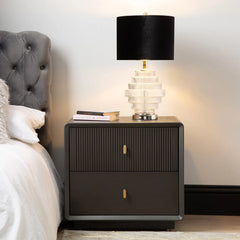 Amelie Smoke Grey Elm 2 Drawer Cabinet | Home Luxe Interior
