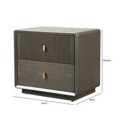 Amelie Smoke Grey Elm 2 Drawer Cabinet | Home Luxe Interior