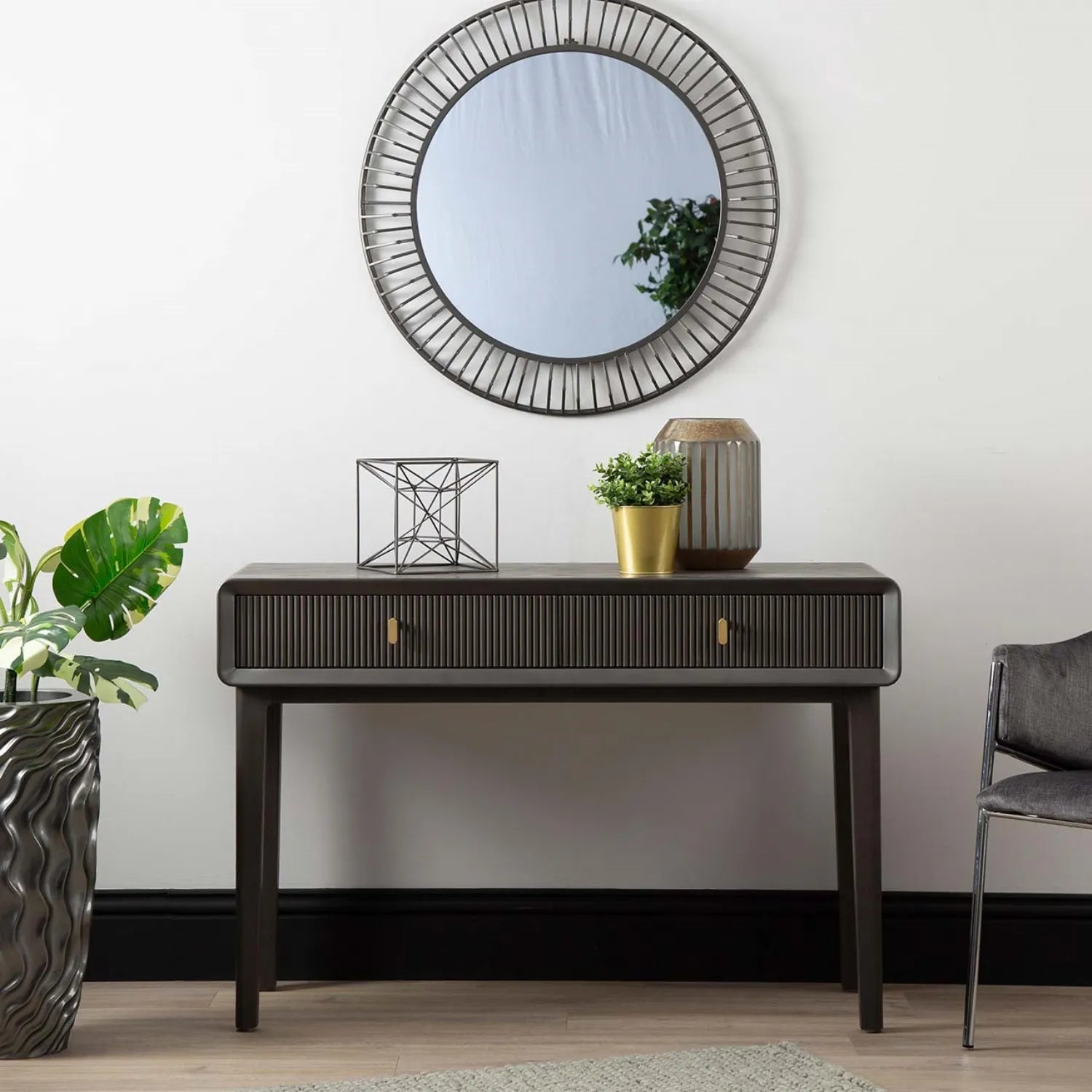 Amelie Smoke Grey Elm 2 Drawer Table | Home Luxe Interior