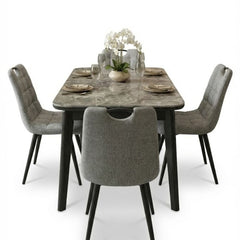 Arizona Grey Ceramic Extending Dining Set 4 Monza Chairs 130-160cm