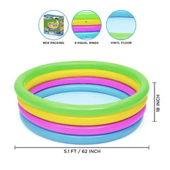 Bestway 4-Ring Rainbow Inflatable Kids Swimming Pool - 1.57m x 46cm