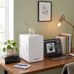 Blaupunkt 6L Mini Fridge - Portable White Cooler for Home, Office & Car