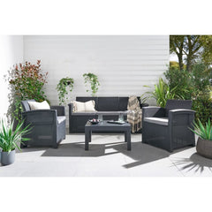 Canterbury Rattan Effect Sofa Set – Black – Home Luxe Interior