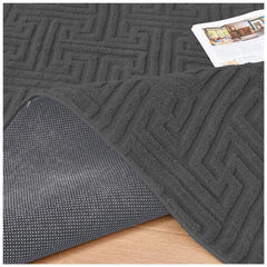 Greek Style Charcoal Rug 160x230cm | Washable Anti-Slip Living Room Rug