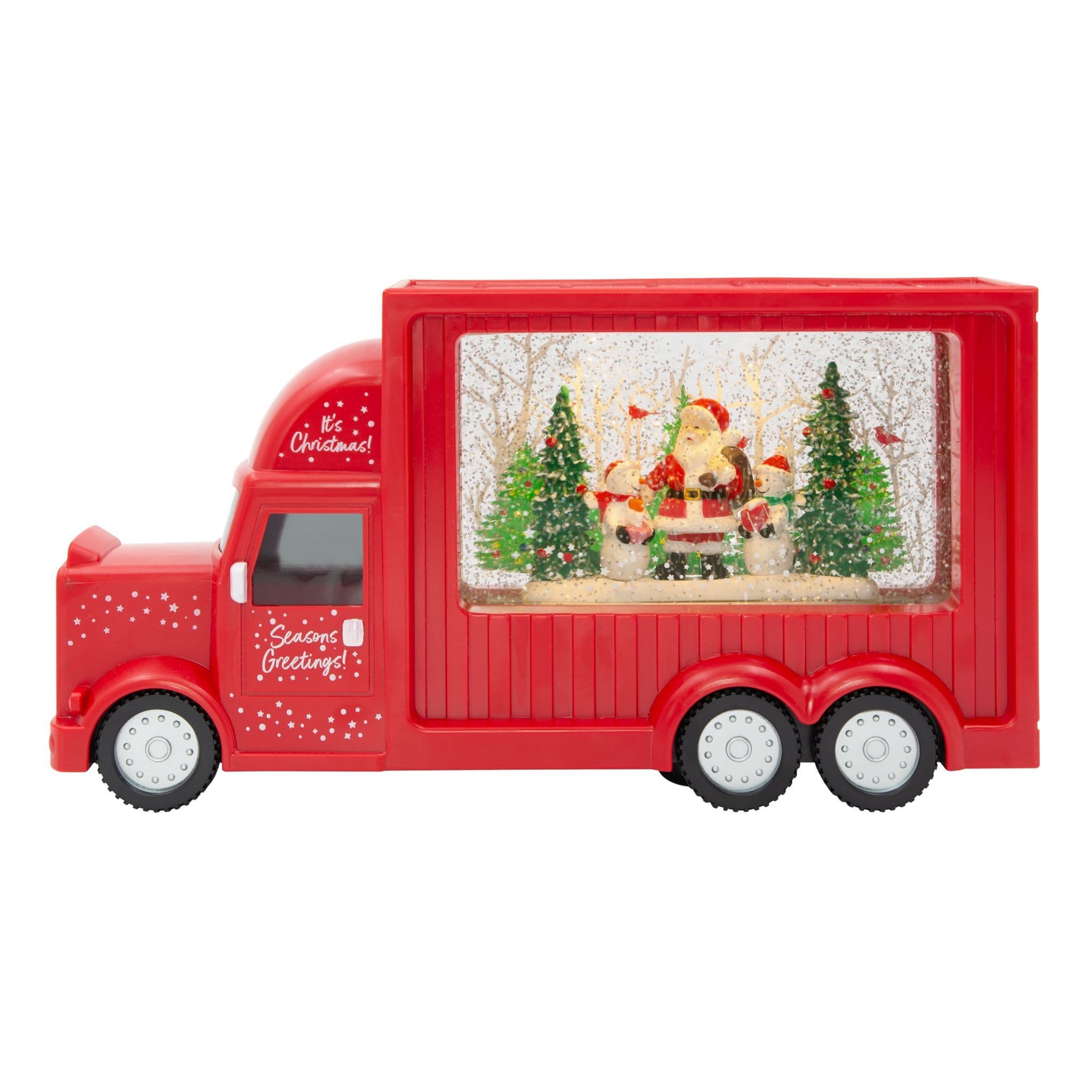 Christmas Red Truck With LED Spinning Glitter