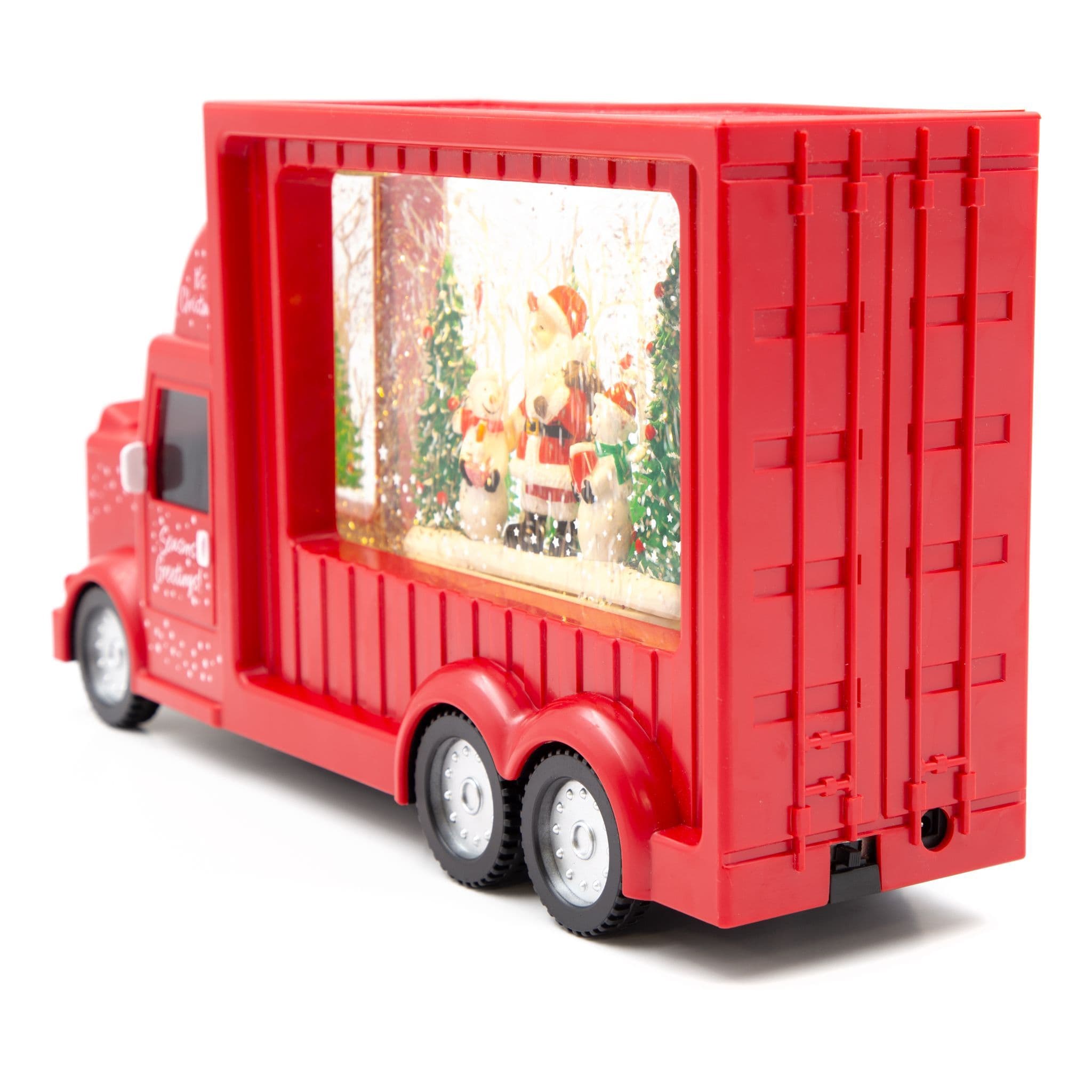 Christmas Red Truck With LED Spinning Glitter