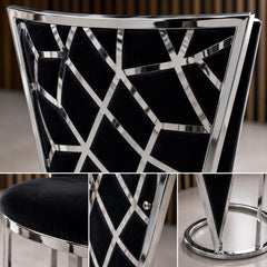 Set Of 2 Vienna Black & Silver Dining Chairs