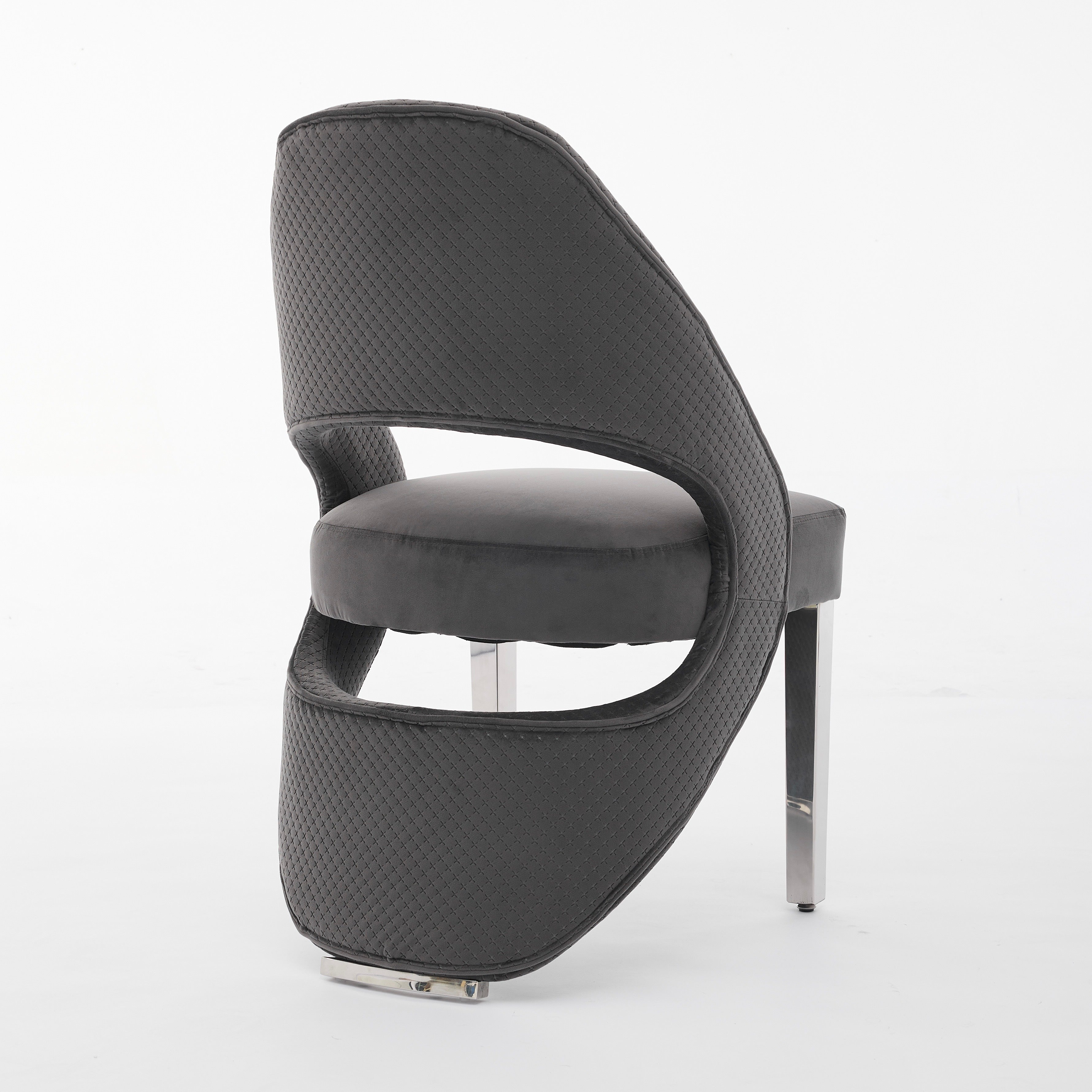Santorini Dining Chairs – Grey Plush Velvet with Chrome Legs | Home Luxe Interior (Sold in pairs only)