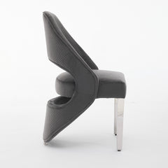 Santorini Dining Chairs – Grey Plush Velvet with Chrome Legs | Home Luxe Interior (Sold in pairs only)
