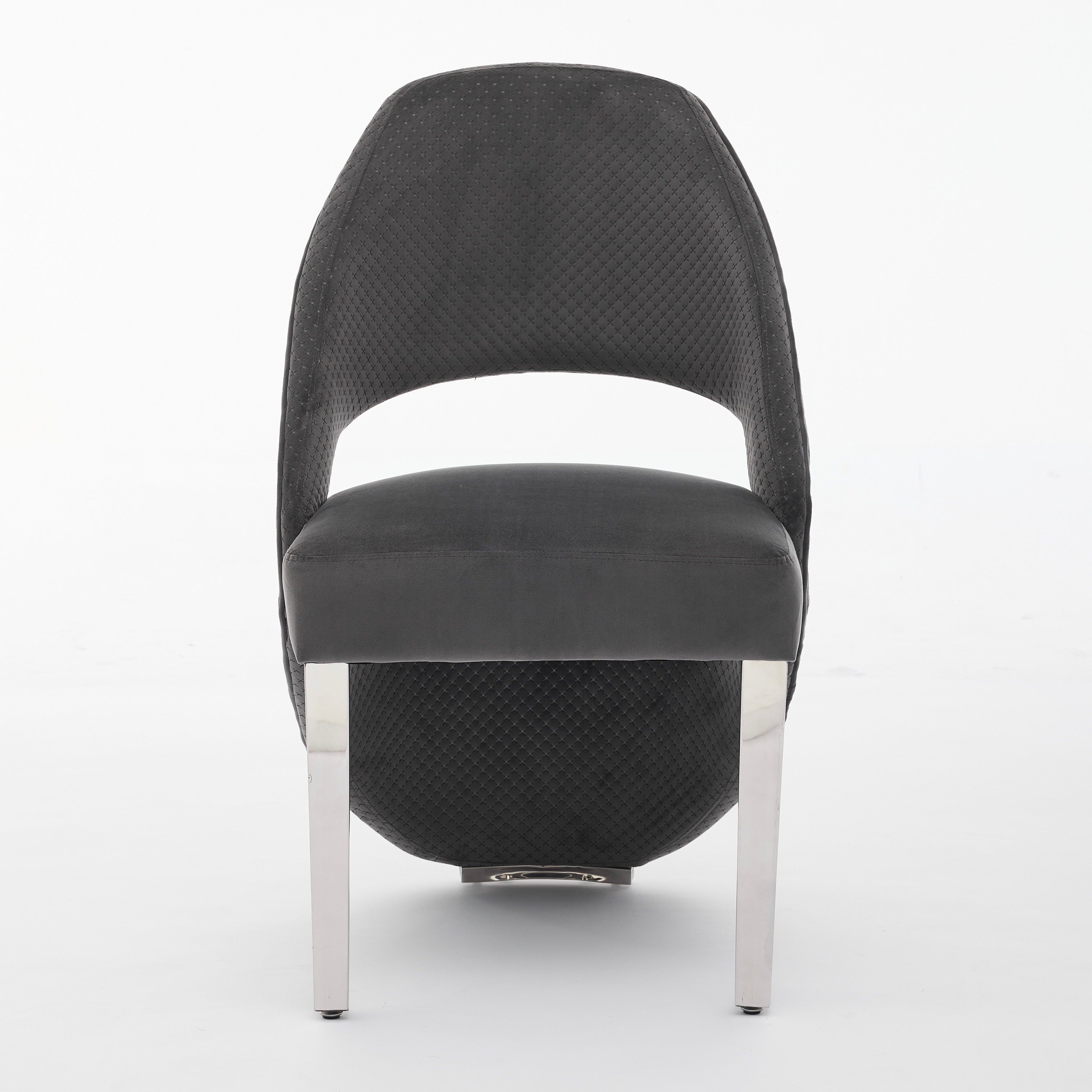 Santorini Dining Chairs – Grey Plush Velvet with Chrome Legs | Home Luxe Interior (Sold in pairs only)
