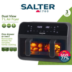 Salter 7L Dual View Air Fryer with Removable Divider Black