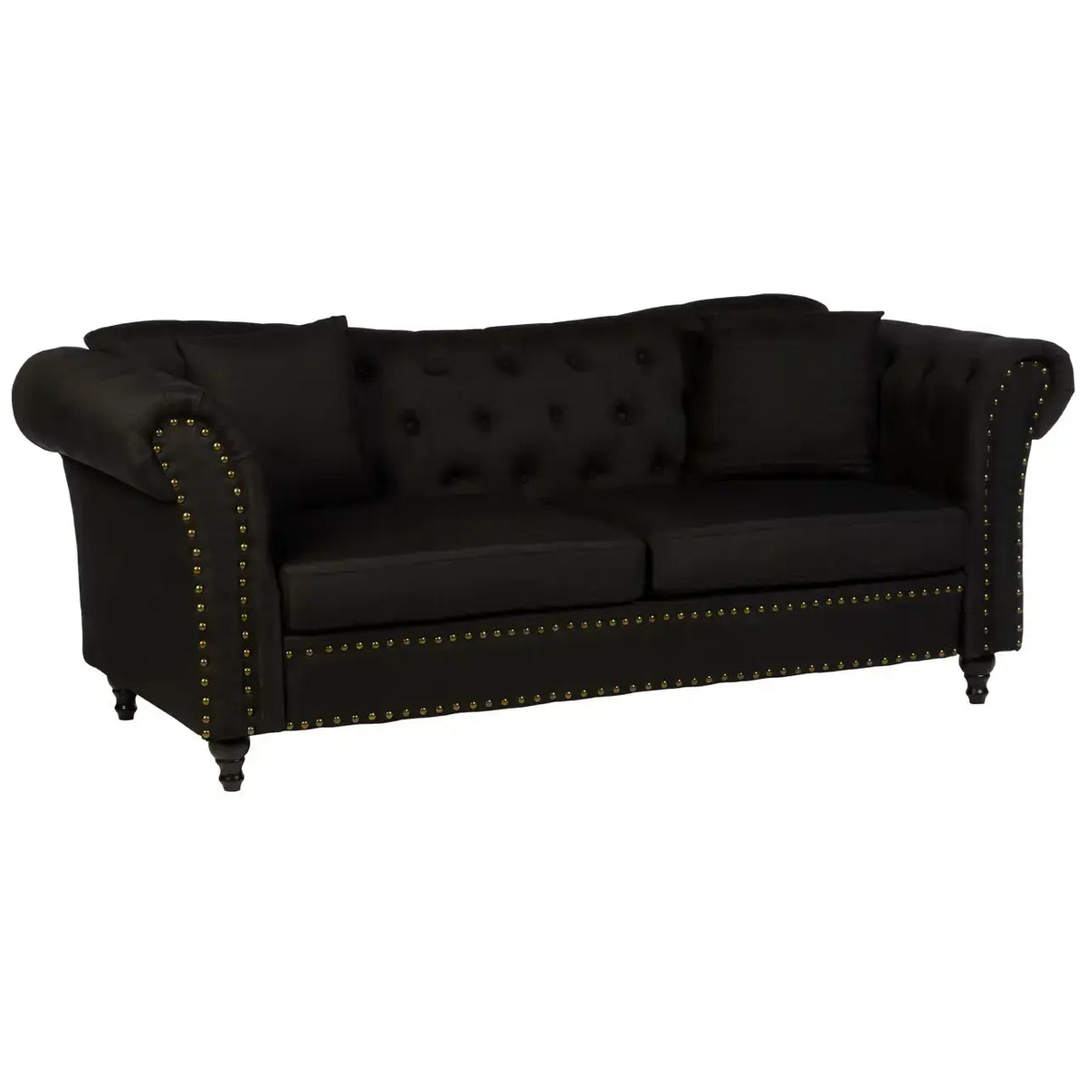 Fable 3 Seat Black Chesterfield Sofa