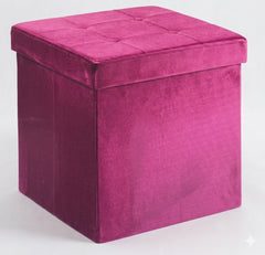 Home Luxe Purple Brushed Velvet Folding Storage Box Ottoman - 38cm