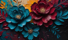 French Velvet Abstract Flowers - Home Luxe Interior