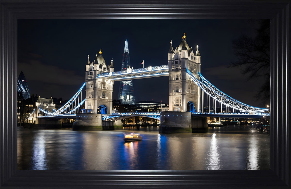 French Velvet Illuminated Tower Bridge over Thames. - Home Luxe Interior